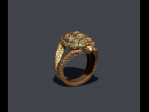 Turtle ring with gems 3D 프린트 모델