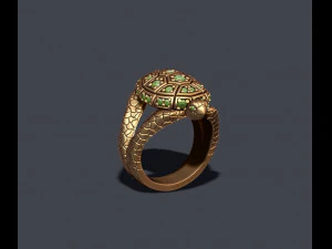 Turtle ring with gems 3D Print Model