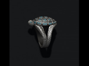 Turtle ring with gems 3D 프린트 모델
