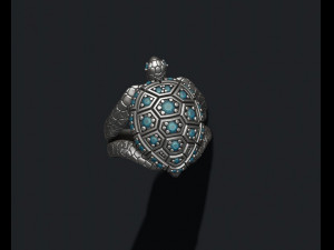 Turtle ring with gems 3D 프린트 모델