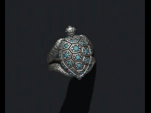 Turtle ring with gems 3D Print Model