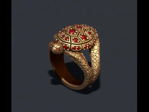 Кільце черепаха з самоцвітами 3D Принт Модель