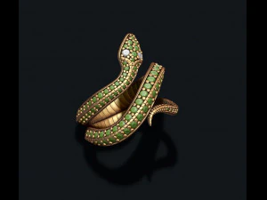 Snake ring with gems 3D Print Model