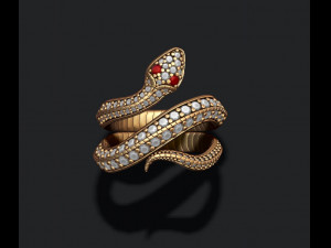 Snake ring with gems Modelo de impresión 3D