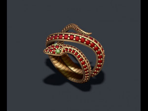 Snake ring with gems Modelo de impresión 3D