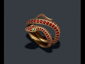 Snake ring with gems 3D Print Model