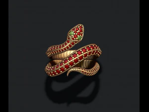 Snake ring with gems 3D Print Model