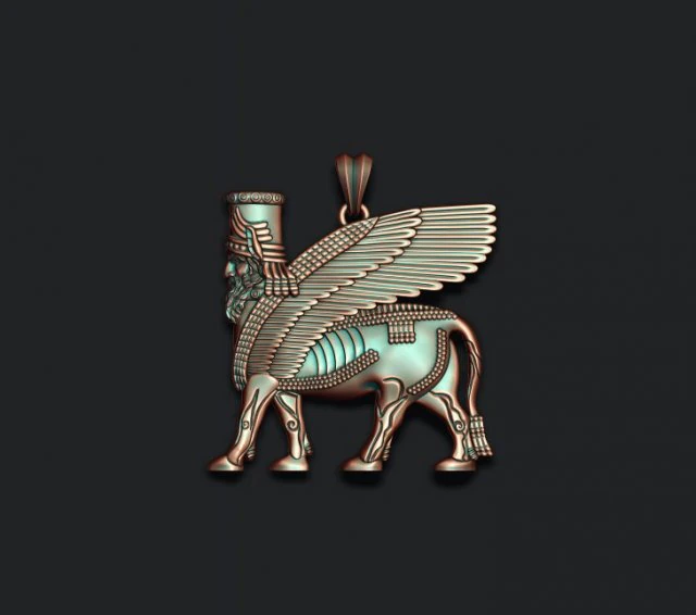 Pingente de touro alado ass&iacute;rio Modelo de Impressão 3D .c4d .max .obj .3ds .fbx .stl .blend 