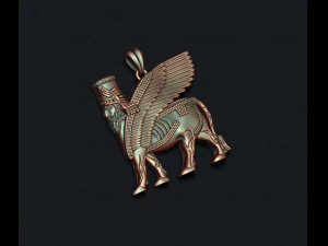 Pingente de touro alado ass&iacute;rio Modelo de Impressão 3D