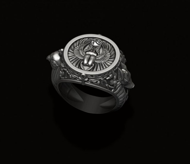 Horus Anubis ring 3D Print Model in Rings 3DExport