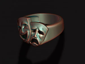 Theater Comedy and Tragedy masks ring 3D Print Model