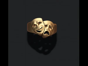 Theater Comedy and Tragedy masks ring 3D Print Model