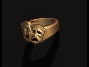 Theater Comedy and Tragedy masks ring Modelo de impresión 3D