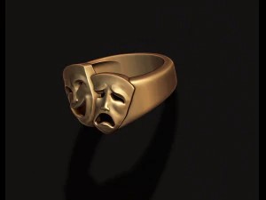 Theater Comedy and Tragedy masks ring 3D Print Model
