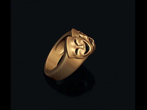 Theater Comedy and Tragedy masks ring 3D Print Model