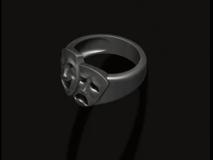 Theater Comedy and Tragedy masks ring 3D Print Model