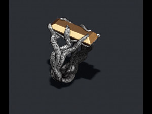 Tree branch ring with gem 3Dプリントモデル