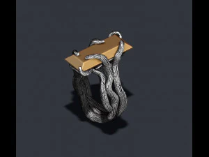 Tree branch ring with gem 3D Print Model