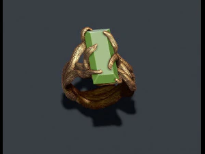 Tree branch ring with gem 3D Print Model