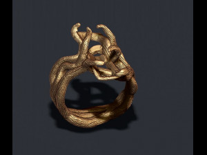 Tree branch ring with gem Modelo de impresión 3D