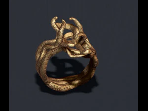 Tree branch ring with gem 3D Print Model