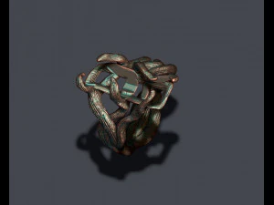 Tree branch ring with gem 3D Print Model