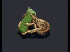 Tree branch ring with gem 3D Print Model