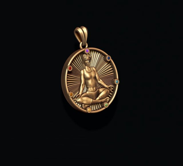Yoga pendant with gems 3D प्रिंट मॉडल .c4d .max .obj .3ds .fbx .stl .blend 