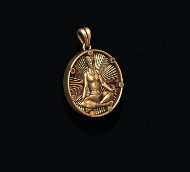Yoga pendant with gems 3D Print Model .c4d .max .obj .3ds .fbx .stl .blend