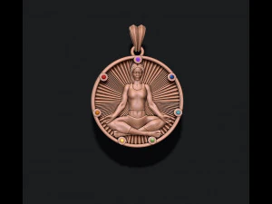 Yoga pendant with gems 3D Print Model