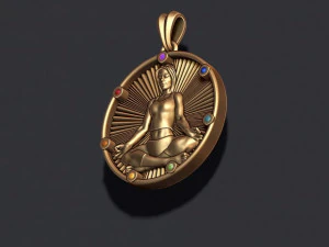 Yoga pendant with gems 3D Print Model