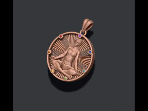 Yoga pendant with gems 3D Print Model