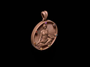 Yoga pendant with gems 3D Print Model