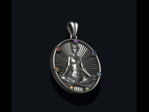 Yoga pendant with gems 3D Print Model