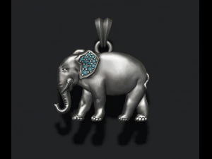 귀에 보석이 달린 코끼리 펜던트 부조 3D 프린트 모델