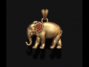 Elephant pendant basrelief with gems on ear 3D Print Model