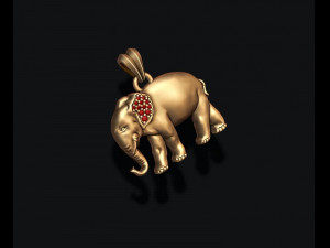 Elephant pendant basrelief with gems on ear 3D Print Model