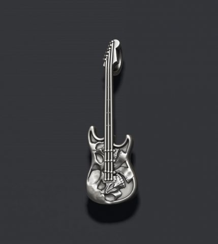 Skulls on guitar pendant 3D 打印模型 .c4d .max .obj .3ds .fbx .stl .blend 