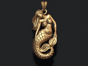 Mermaid pendant basrelief 3Dプリントモデル