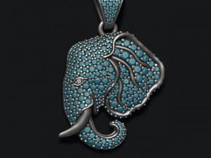 Elephant head pendant with gems 3D Print Model
