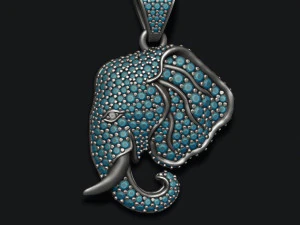 Кулон у вигляді голови слона з дорогоцінними каменями 3D Принт Модель