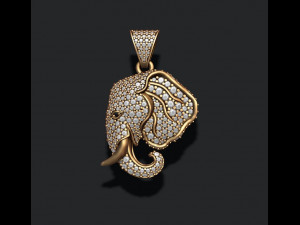 Elephant head pendant with gems 3D 打印模型