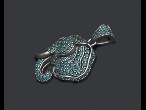 Elephant head pendant with gems 3D 打印模型