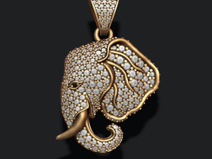 Elephant head pendant with gems 3D 打印模型