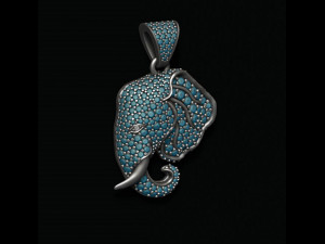 Elephant head pendant with gems 3D 打印模型