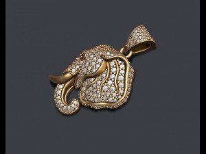 Elephant head pendant with gems 3D 打印模型