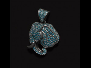Elephant head pendant with gems 3D 打印模型