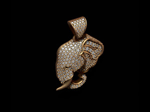 Elephant head pendant with gems 3D 打印模型