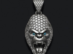STL file Crown Diamond cute bear pendant with iced bail 3D print