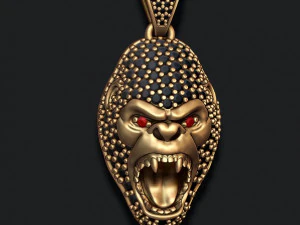Gorilla head pendant with gems 3D Print Model